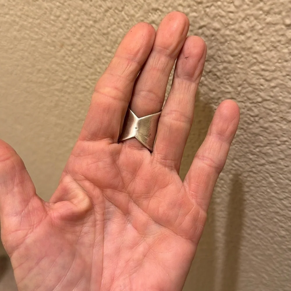 Sterling silver Chunky cross ring wide knuckle